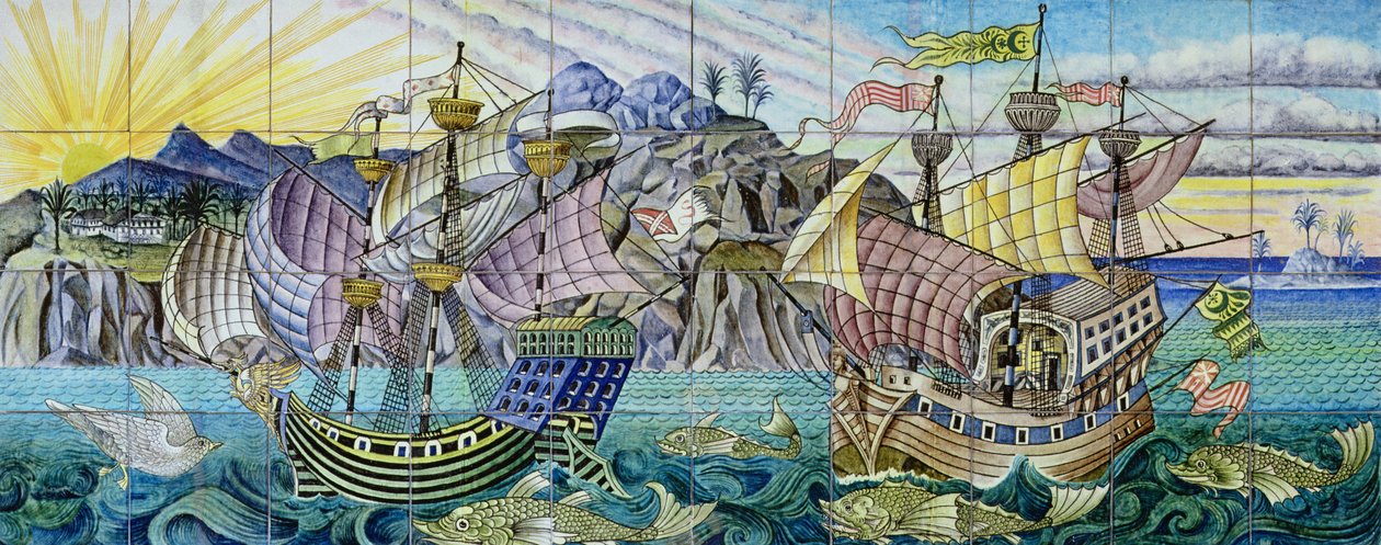 Tiles Depicting Galleons, 1888-97 by William de Morgan