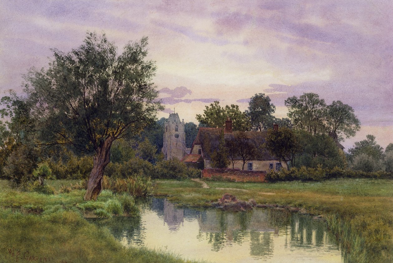 Evening, Hemingford Grey Church, Huntingdonshire by William Fraser Garden