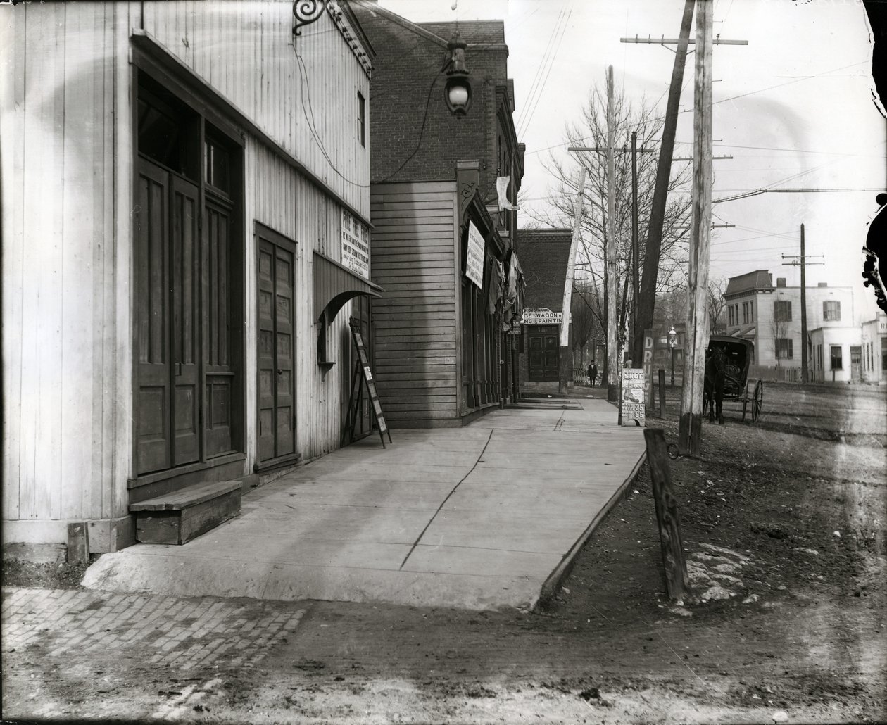 Horizontal, Black and White Photograph of Dieckman Wagon Manufacturing by William G. Swekosky