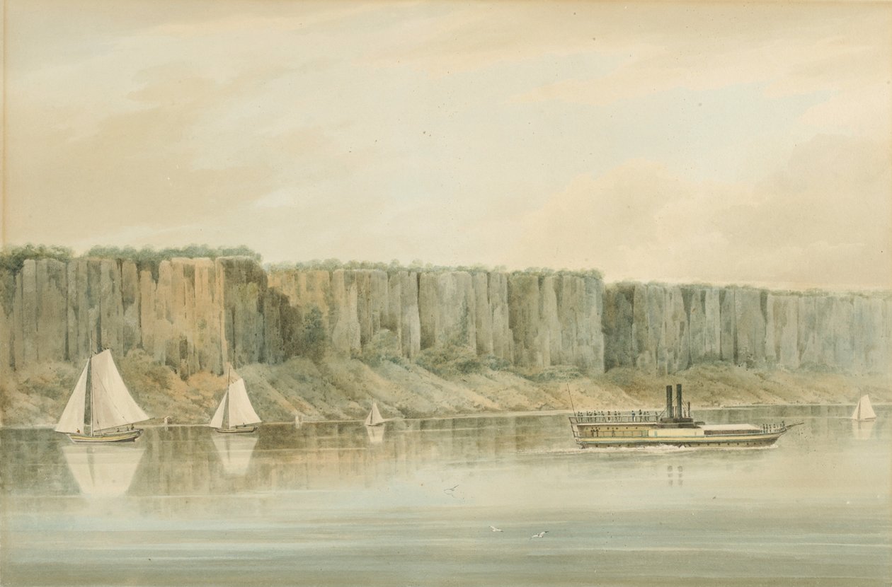 View of the Palisades, New Jersey: Preparatory Study for Plate 19 of The Hudson River Portfolio by William Guy Wall