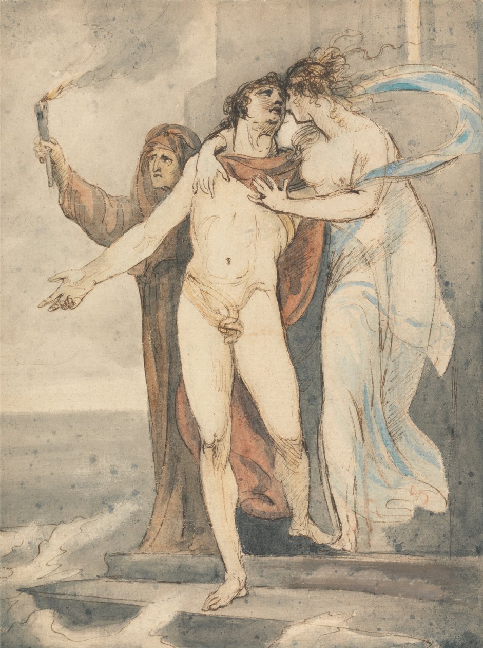 Leander Taking Leave of Hero Before Swimming Back Across the Hellespont by William Hamilton