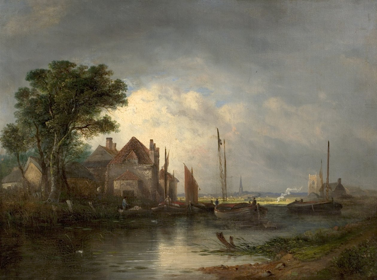 River Scene with Boats by William Henry Crome