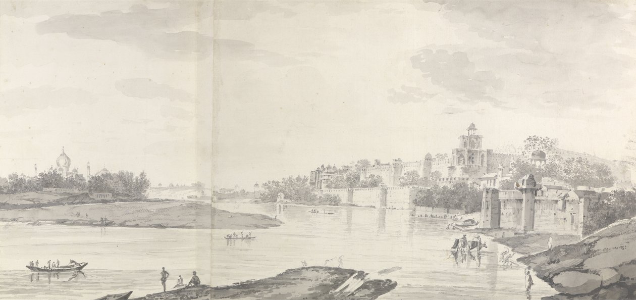 A View of the Fort of Agra on the River Jumna from the north-east, c.1783 by William Hodges
