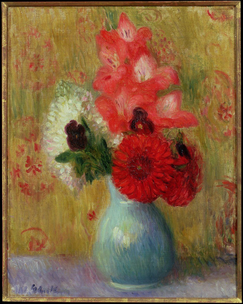 Floral Arrangement in Green Vase by William James Glackens