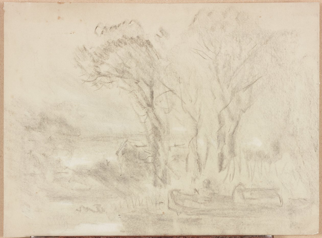 Landscape with Boat and Figures by William James Muller