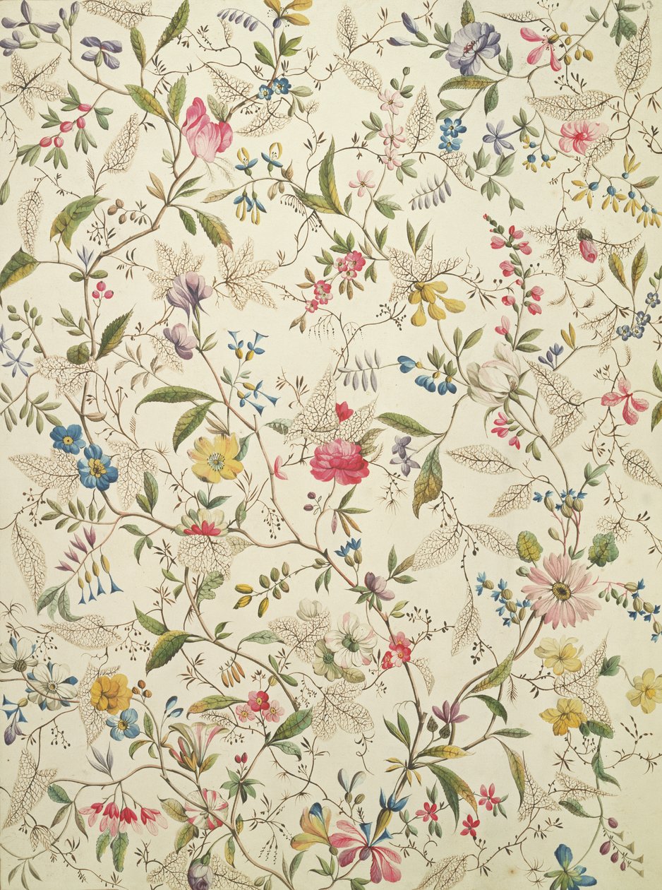 Wild Flowers Design for Silk Material by William Kilburn