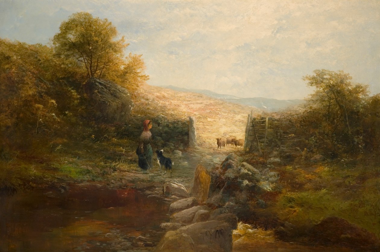 Shepherdess with Sheep by William Linnell