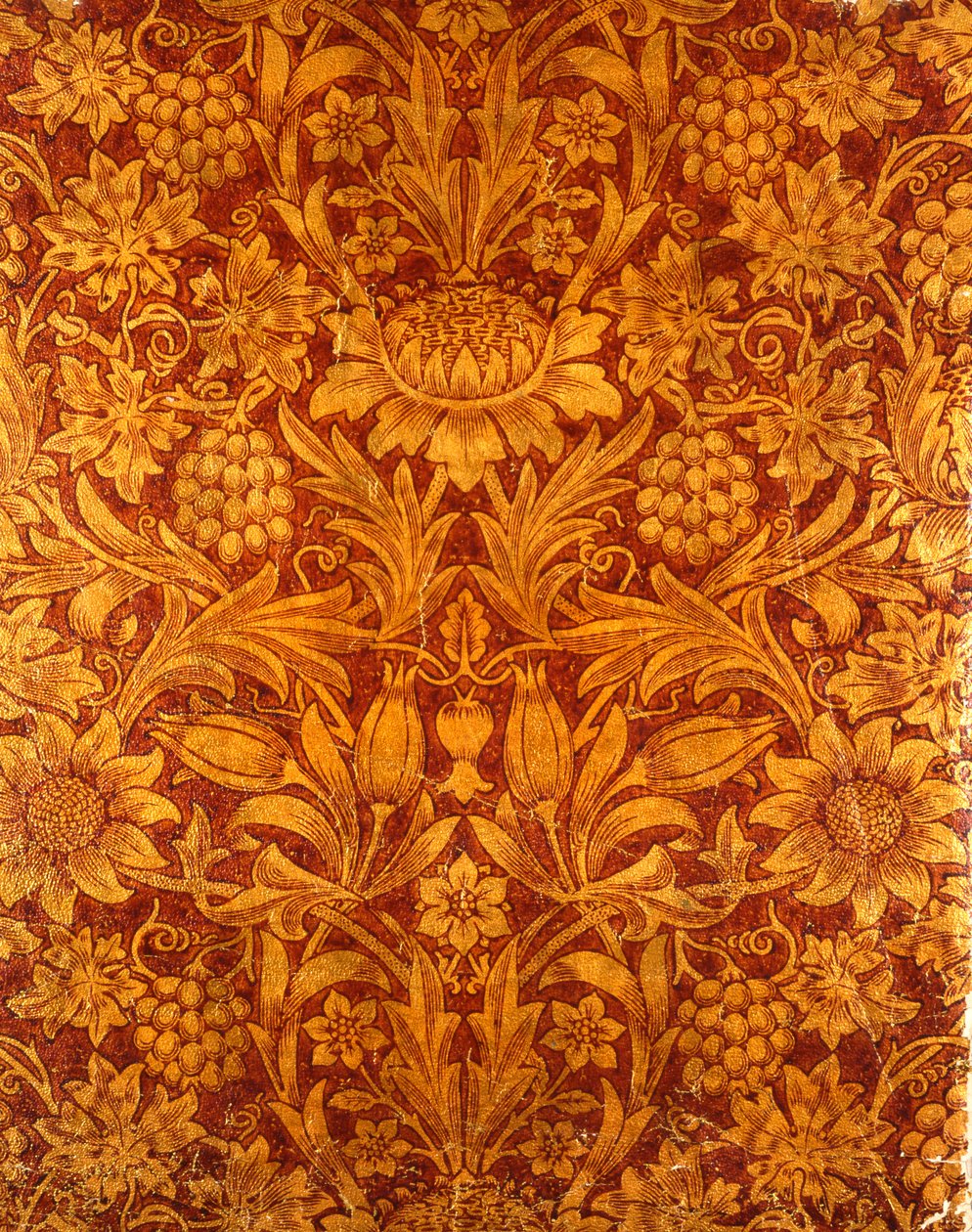 Gold and Red Sunflower Wallpaper Design, 1879 by William Morris