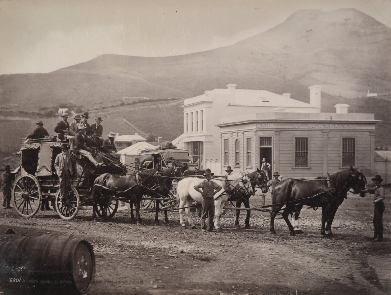 (Cobb and Co. Coach, Palmerston, Otago) by William P. Hart