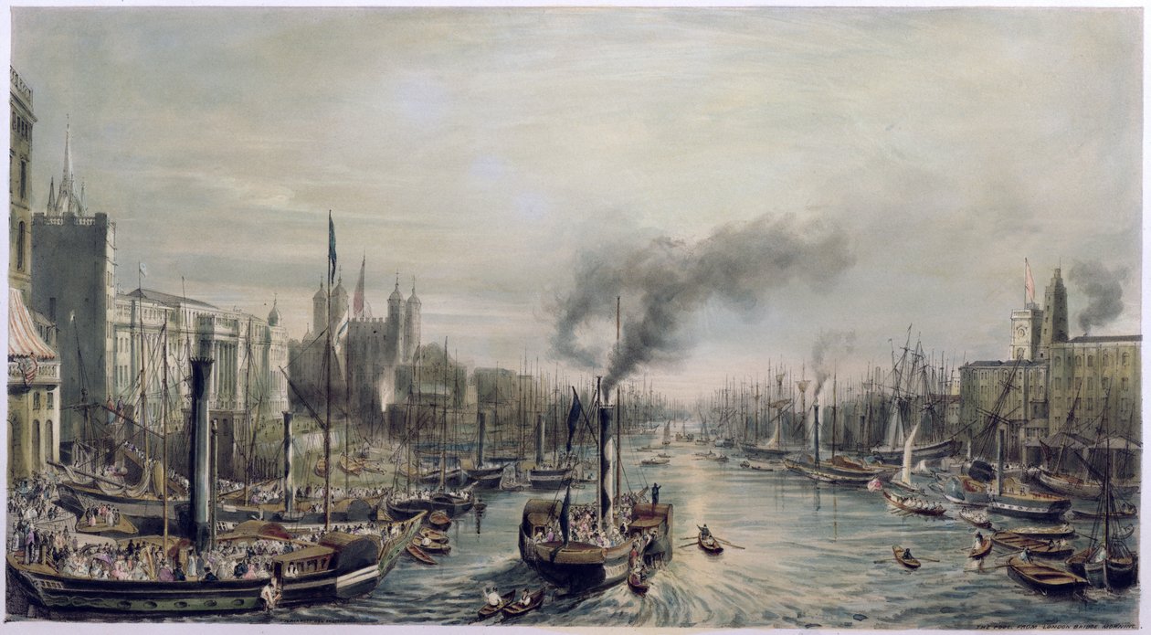 Pool of London from London Bridge, 1841 by William Parrott