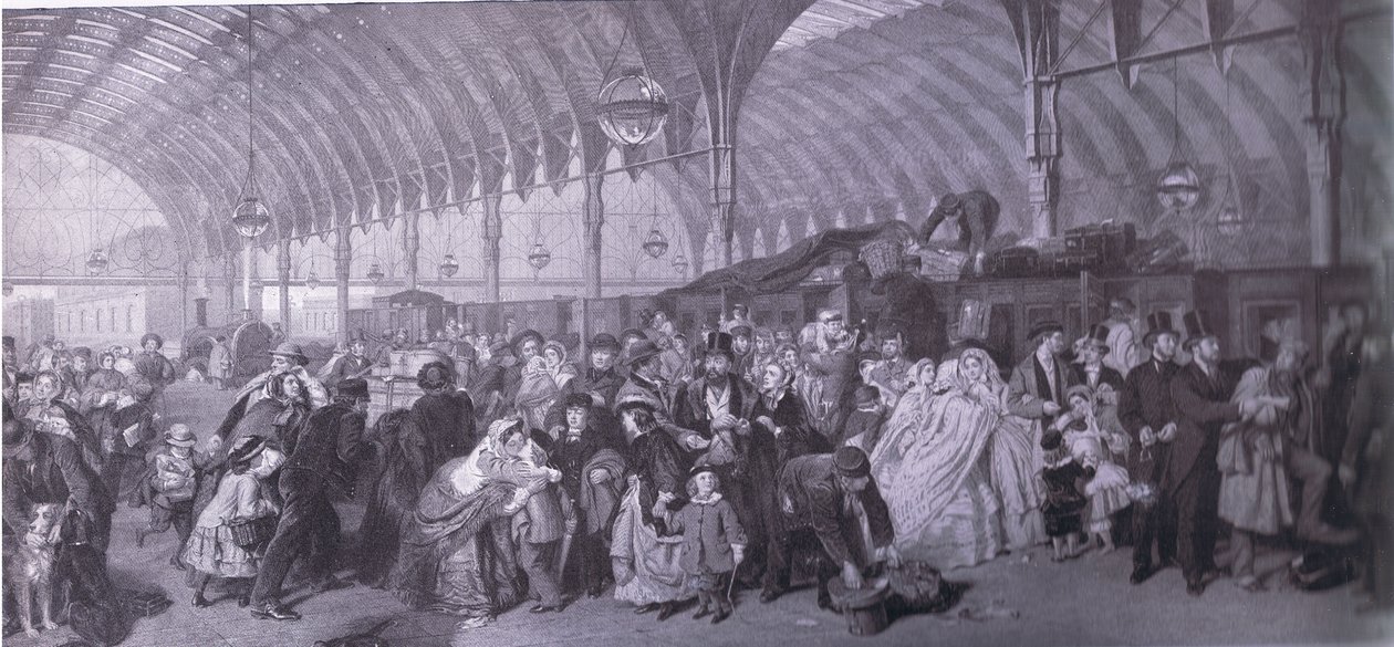 The Railway Station, Bibbys Annual, 1916-1917 by William Powell after Frith