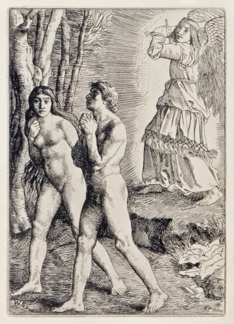 Adam and Eve Expelled from Paradise from Paradise Lost by John Milton, Illustration by William Strang by William Strang
