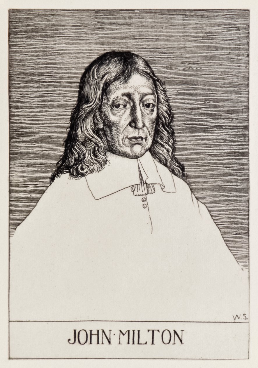 Frontispiece Portrait of John Milton from Paradise Lost, Illustration by William Strang by William Strang