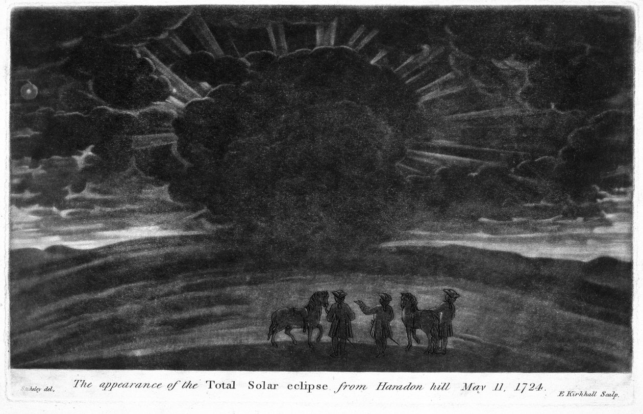 The Appearance of the Total Solar Eclipse from Haradon Hill, 11th May 1724 (engraved by E. Kirkhall) by William after Stukeley