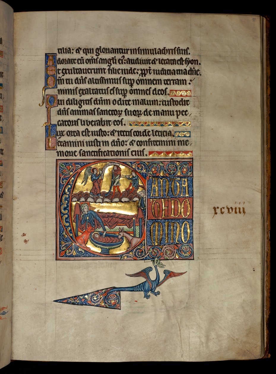 Psalm 97, initial C, Annunciation to the Shepherds, illustration from the 