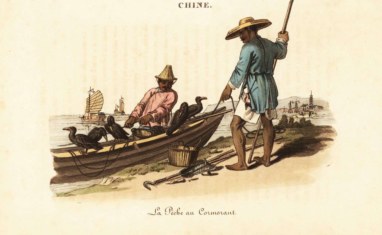 Chinese fishermen and their cormorants by William (after) Alexander