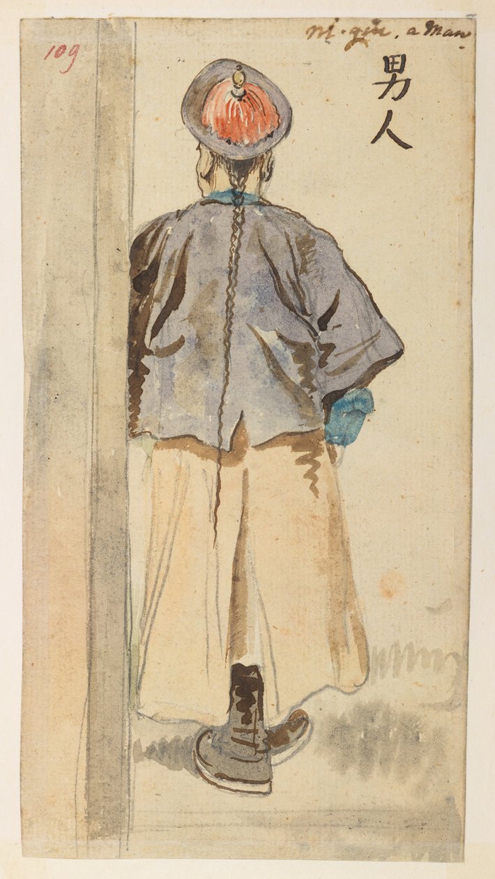 Chinese figure study, from an Album of 372 drawings of landscapes, coastlines, costumes and everyday life made during Lord Macartney