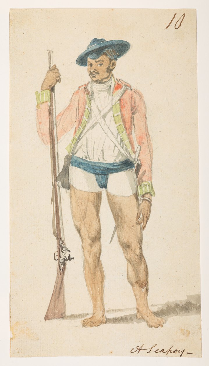 A Sepoy, from an Album of 372 drawings of landscapes, coastlines, costumes and everyday life made during Lord Macartney