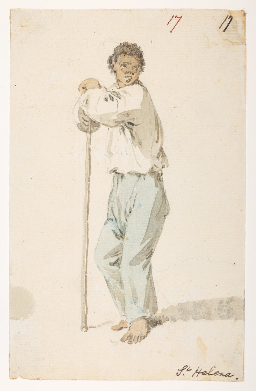 Inhabitants of St. Helena, from an Album of 372 drawings of landscapes, coastlines, costumes and everyday life made during Lord Macartney