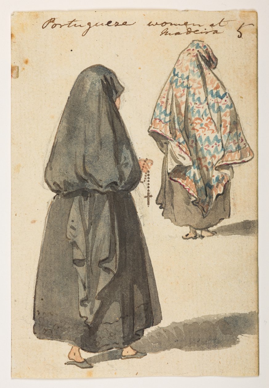 Portugueze women at Madiera, from an Album of 372 drawings of landscapes, coastlines, costumes and everyday life made during Lord Macartney