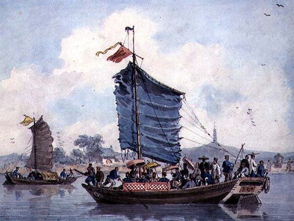 Chinese River Scene with Junks Under Sail by William Alexander