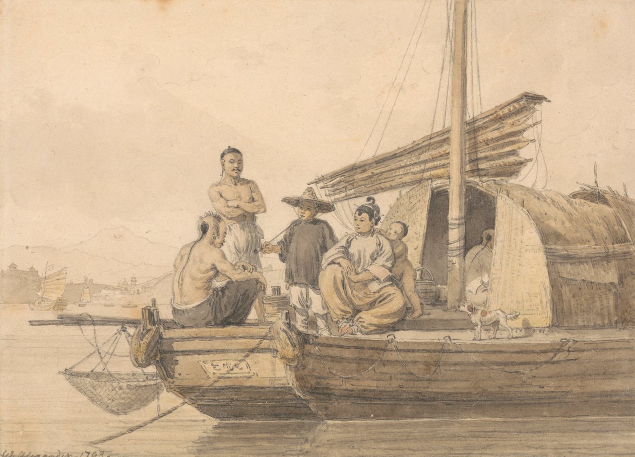 Fisherpeople on a Junk by William Alexander