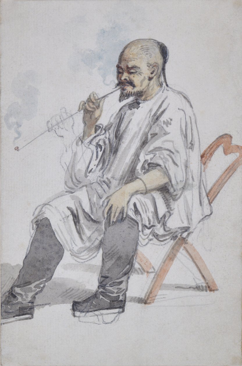 Seated Chinese Man Smoking by William Alexander