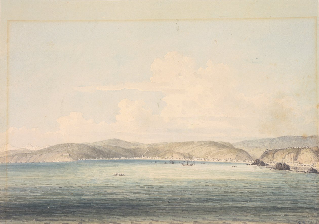 The Village of Almandral in the Bay of Valparaiso, with View of the Andes by William Alexander