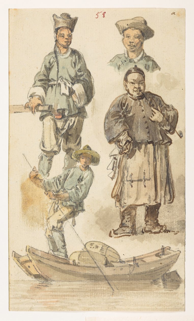 Studies of Chinese, from an Album of 372 drawings of landscapes, coastlines, costumes and everyday life made during Lord Macartney