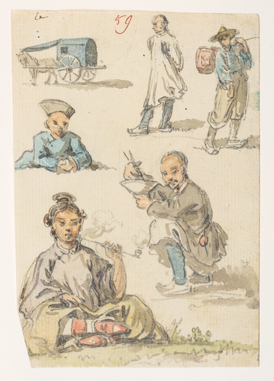 59 Studies of Chinese, from an Album of 372 Drawings of Landscapes, Coastlines, Costumes and Everyday Life by William Alexander