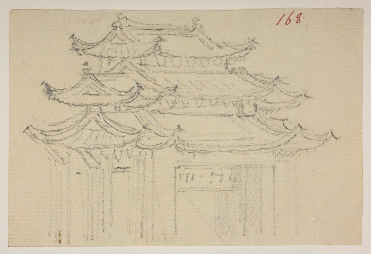 168 Temples, from an Album of 372 drawings of landscapes, coastlines, costumes and everyday life made during Lord Macartney