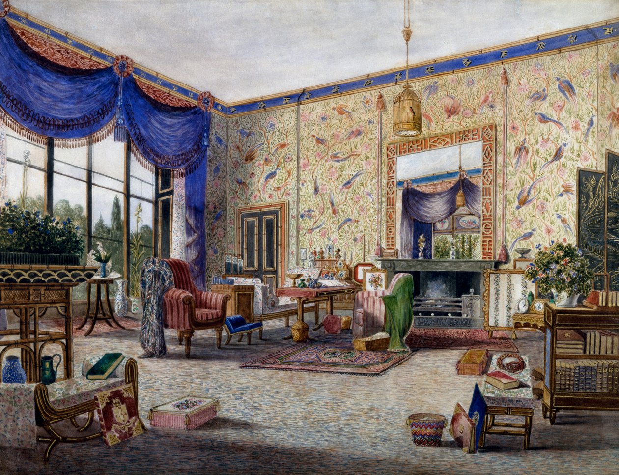 Drawing room in Middleton Park, by William Alfred Delamotte by William Alfred Delamotte