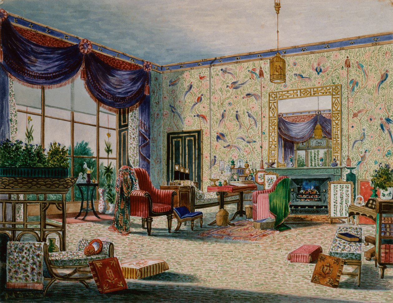 The Chinese Drawing Room, Middleton Park, Oxfordshire by William Alfred Delamotte