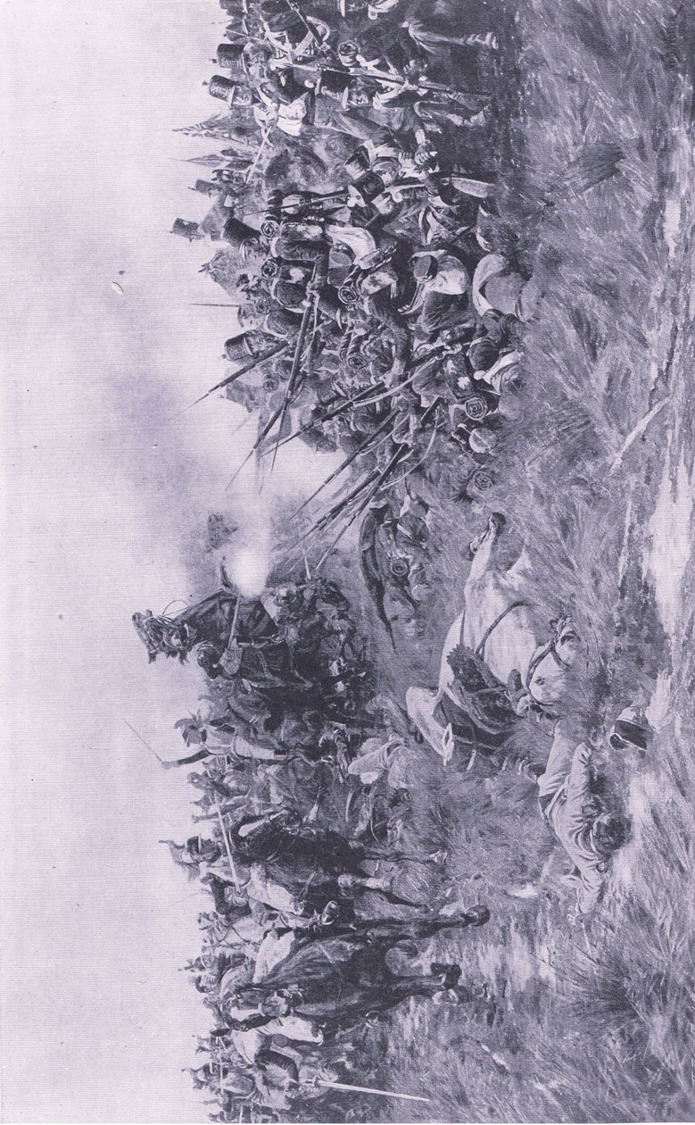 The 28th Gloucester Regiment Receiving French Cavalry at Waterloo 18th June 1815 by William Barnes Wollen