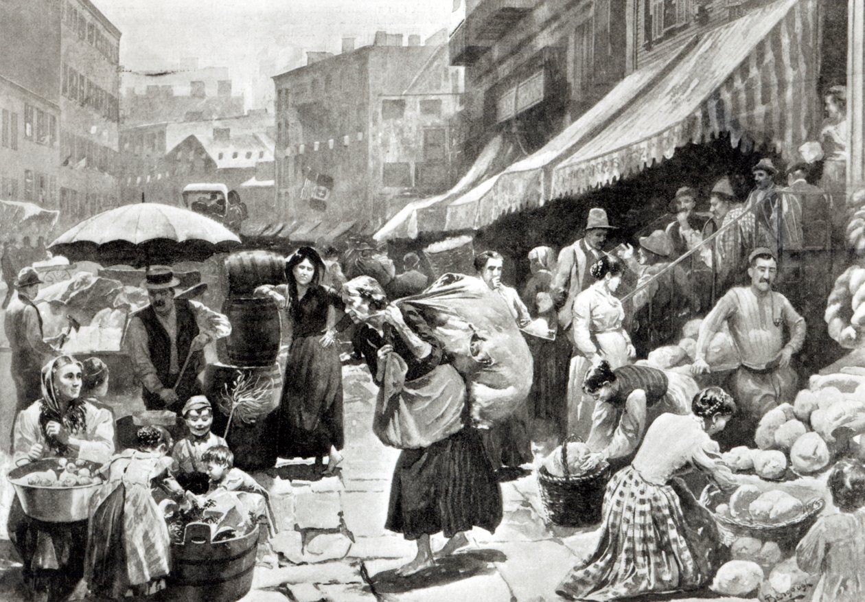 Mulberry Bend Italian Colony in New York, illustration in 