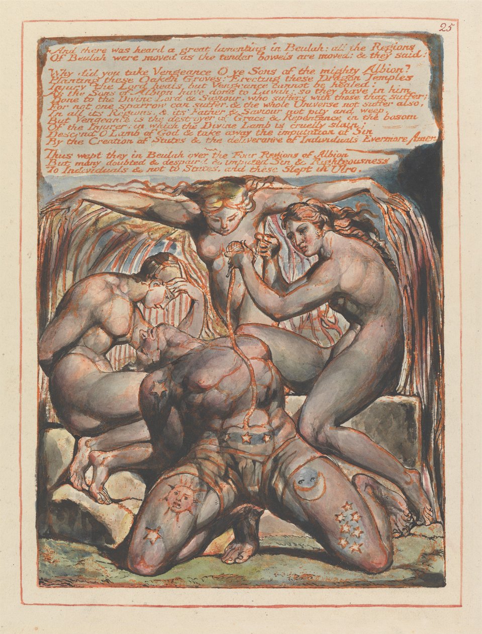 And There Was Heard a Great Lamenting in Beulah; Chapter 1 Tailpiece (Plate 25) by William Blake