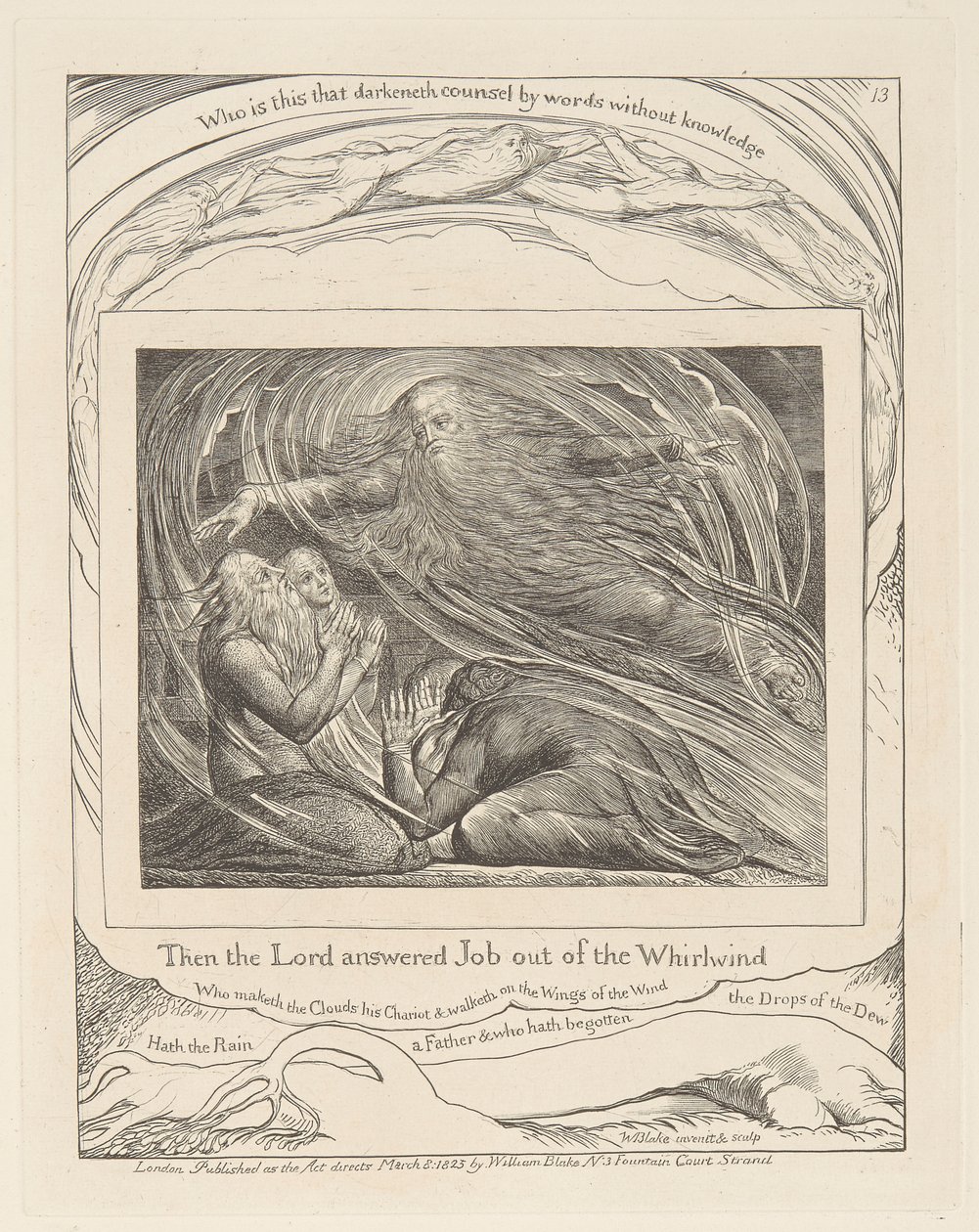 Book of Job, Plate 13, The Lord Answering Job out of the Whirlwind by William Blake