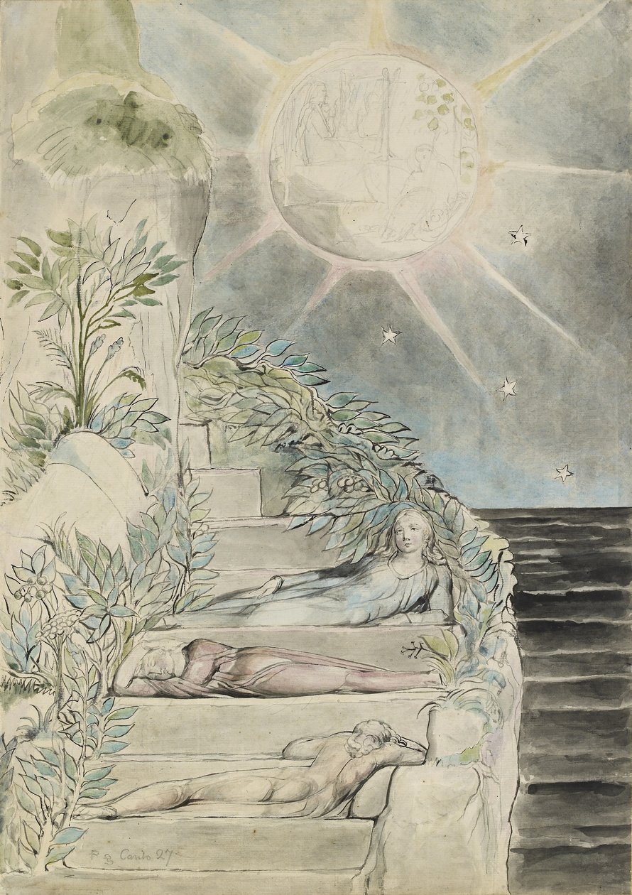Dante and Statius Sleeping, Virgil Watching by William Blake