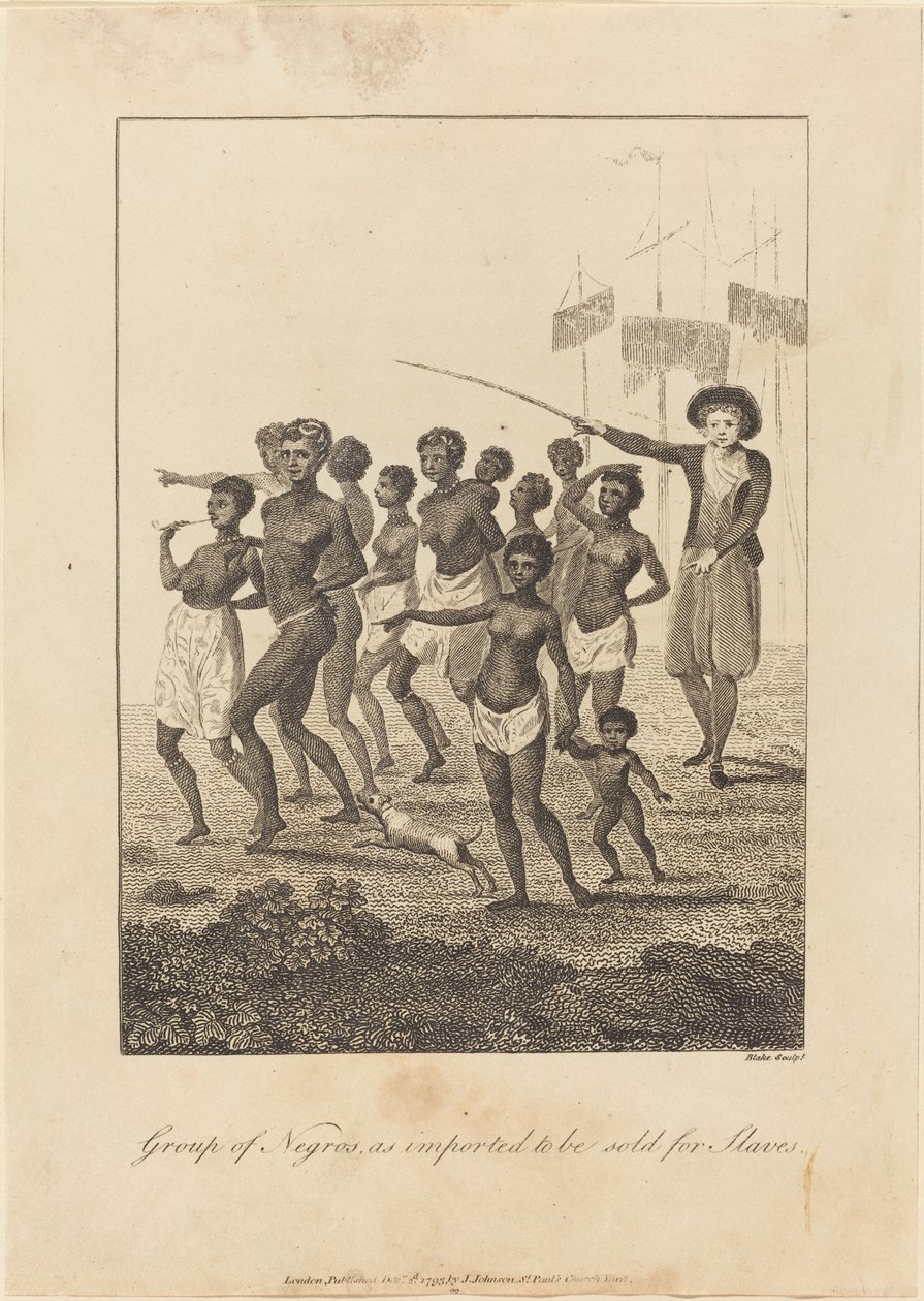 Group of black people, as imported to be sold for Slaves by William Blake