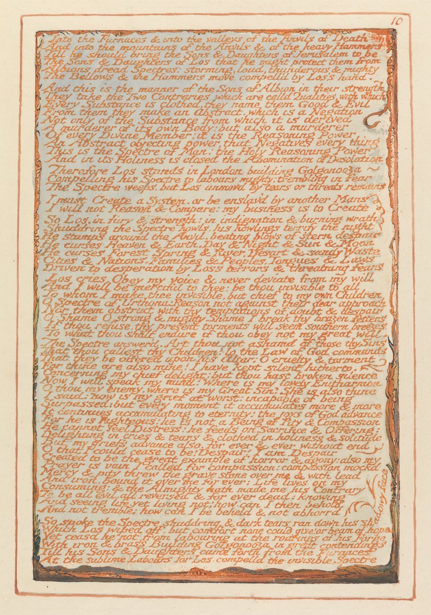Jerusalem, Plate 10, Into the Furnaces by William Blake