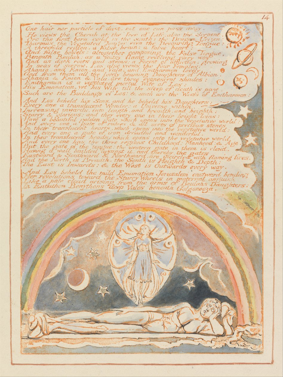 Jerusalem, Plate 14, One Hair nor Particle of Dust by William Blake