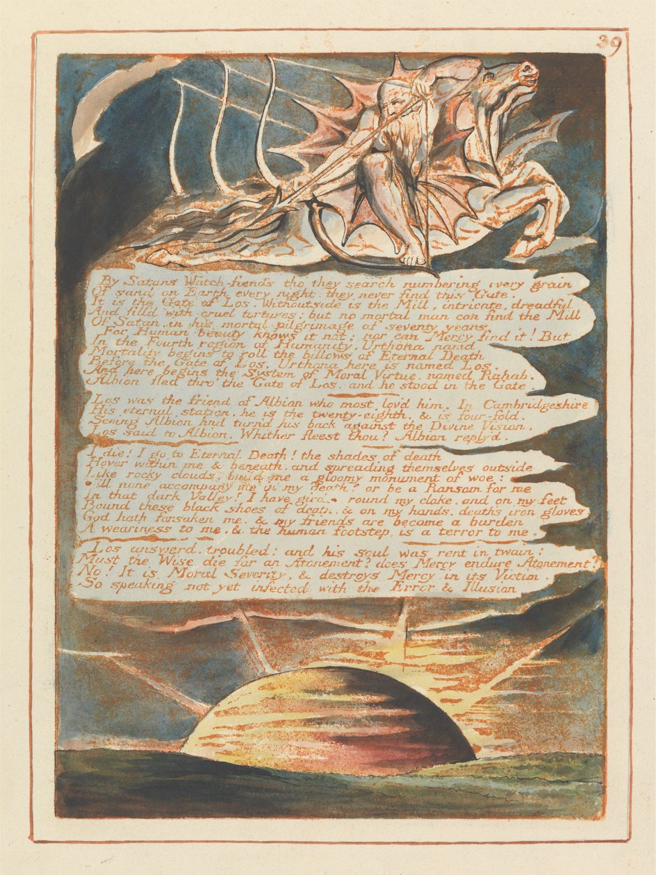 Jerusalem, Plate 39, By Satans Watch-fiends by William Blake