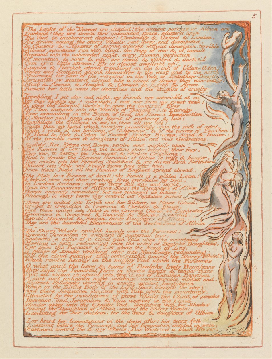 Jerusalem, Plate 5, The banks of the Thames.... by William Blake