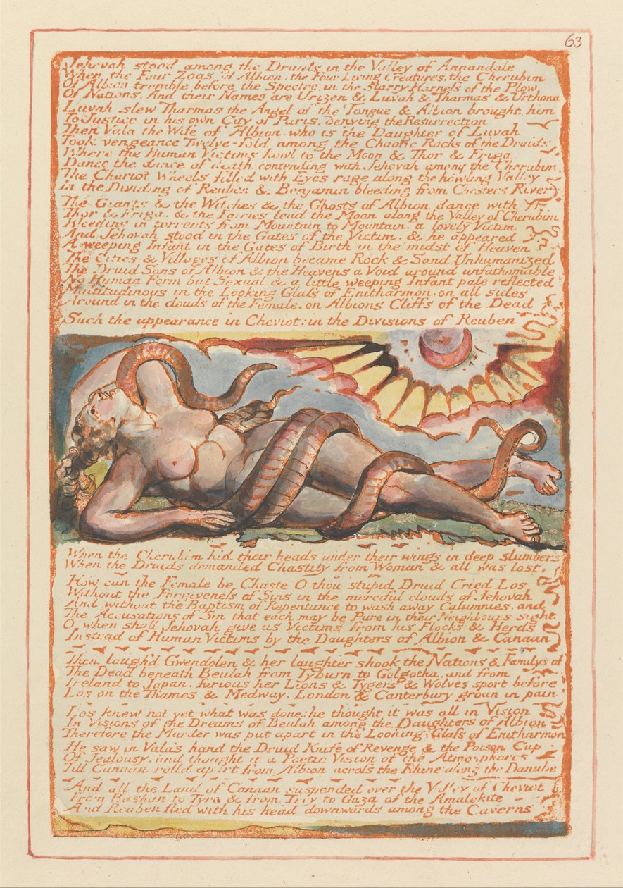 Jerusalem, Plate 63, Jehovah Stood Among the Druids by William Blake