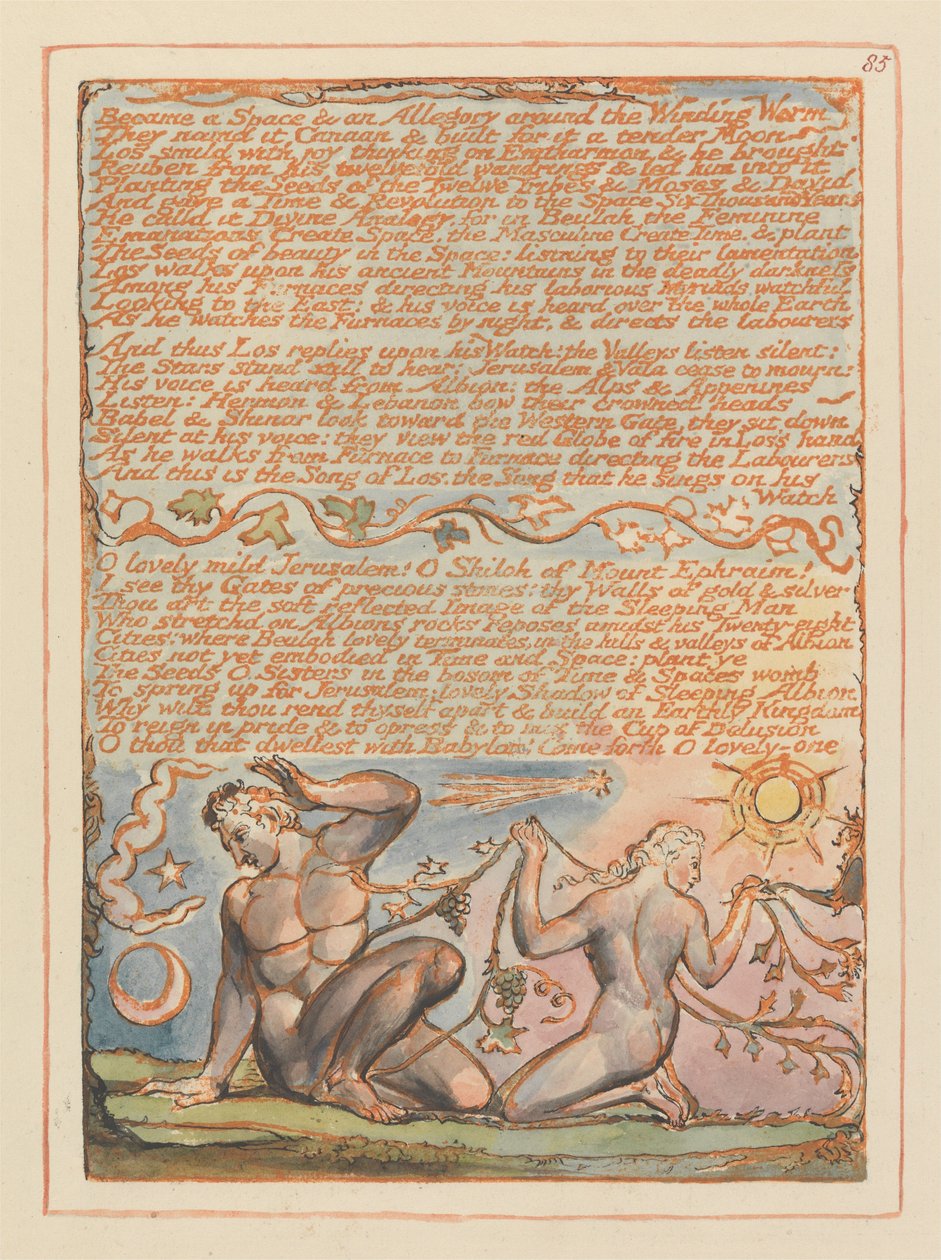 Jerusalem, Plate 85, Became a Space & an Allegory by William Blake