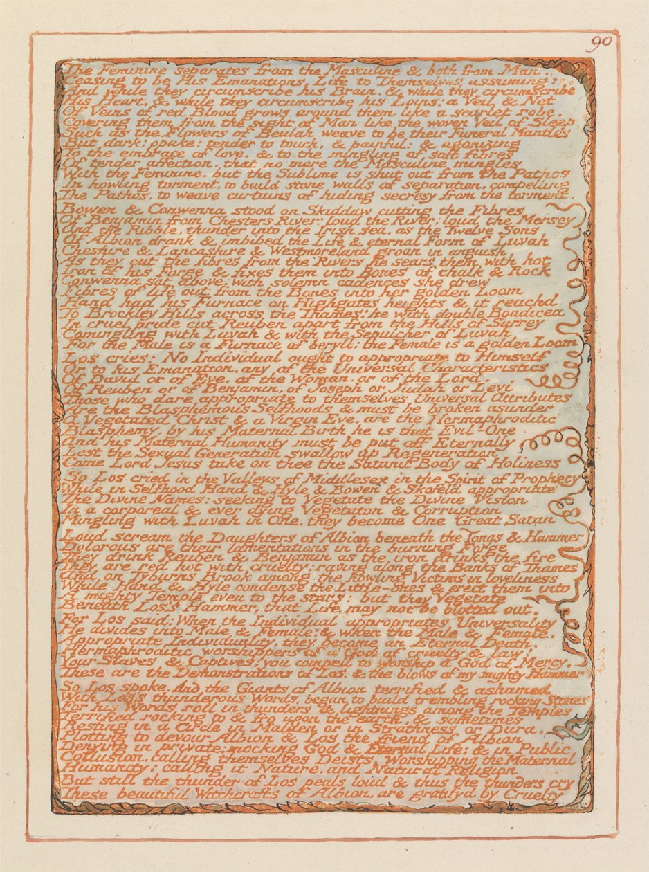Jerusalem, Plate 90, The Feminine separates.... by William Blake
