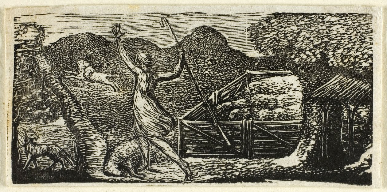 Shepherd Chases Away Wolf, from The Pastorals of Virgil by William Blake
