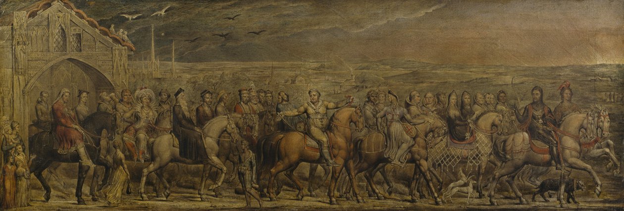 Sir Jeffrey Chaucer and the Nine and Twenty Pilgrims on Their Journey to Canterbury by William Blake