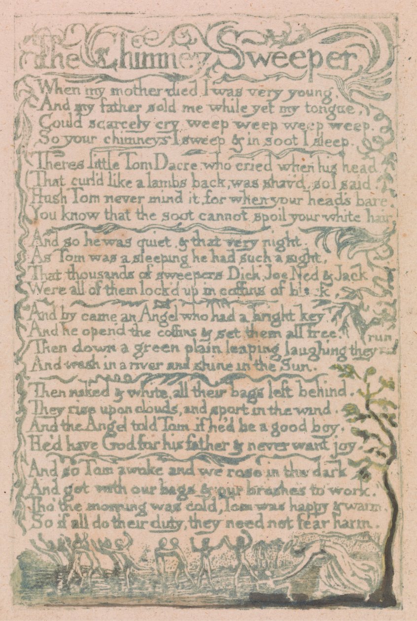 Songs of Innocence and of Experience, Plate 10, The Chimney Sweeper (Bentley 12) by William Blake
