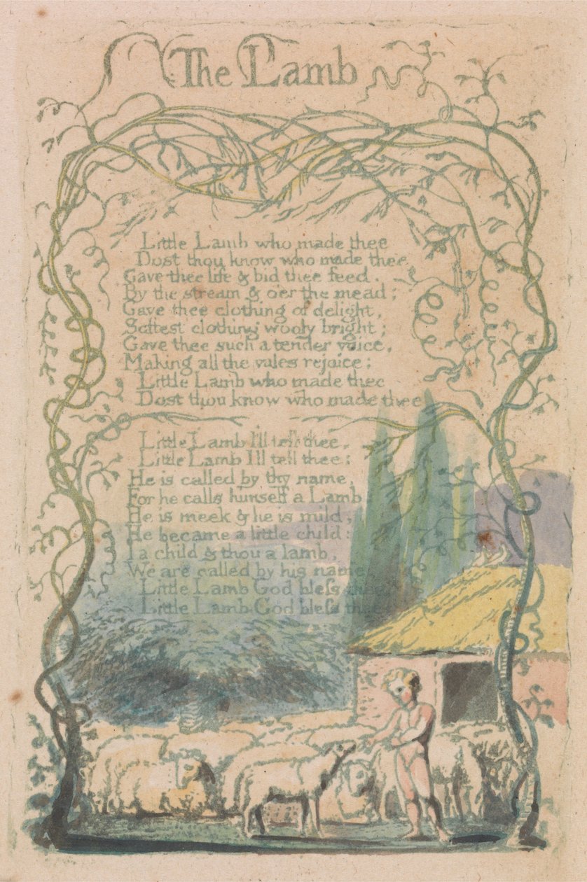 Songs of Innocence and of Experience, Plate 18, The Lamb (Bentley 8) by William Blake